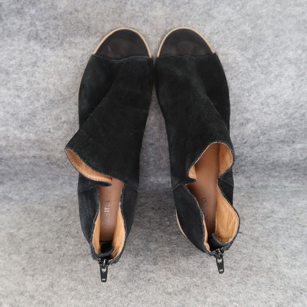 Susina Shoes Womens 10 Bootie Open Toe Leather Fashion Block Heel Cutout Black - Picture 6 of 14